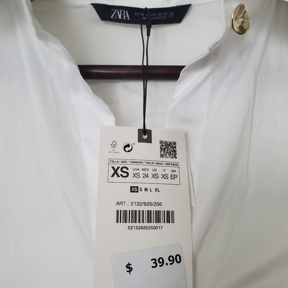 NWT Zara white shirt dress size XS - Picture 2 of 2